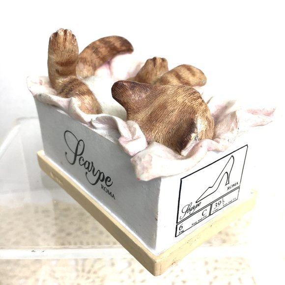 Cat Playfully Laying in A Scarpe Roma Shoe Box Figurine - Picture 5 of 9